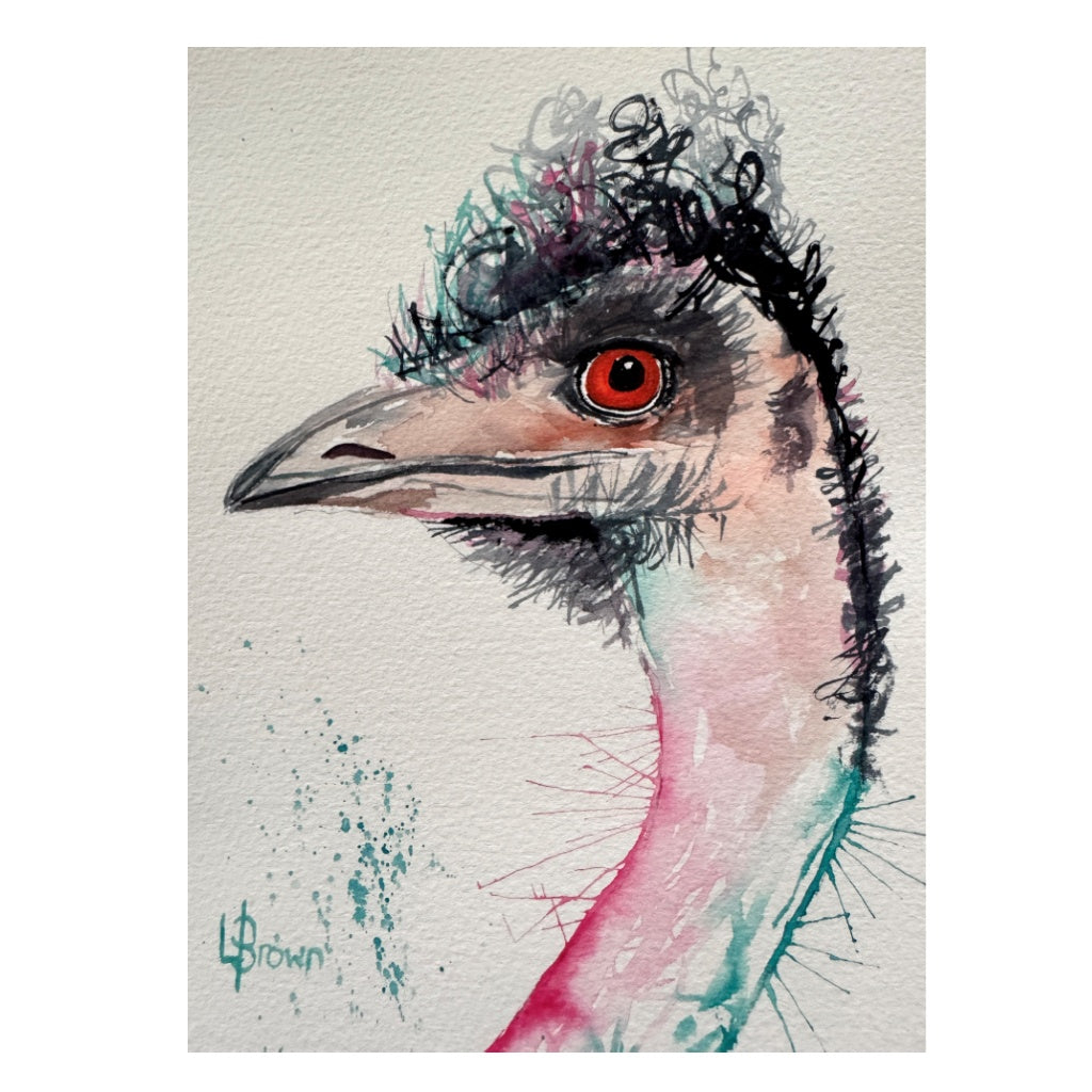 Mini Me #195 Emu Original Watercolour Painting