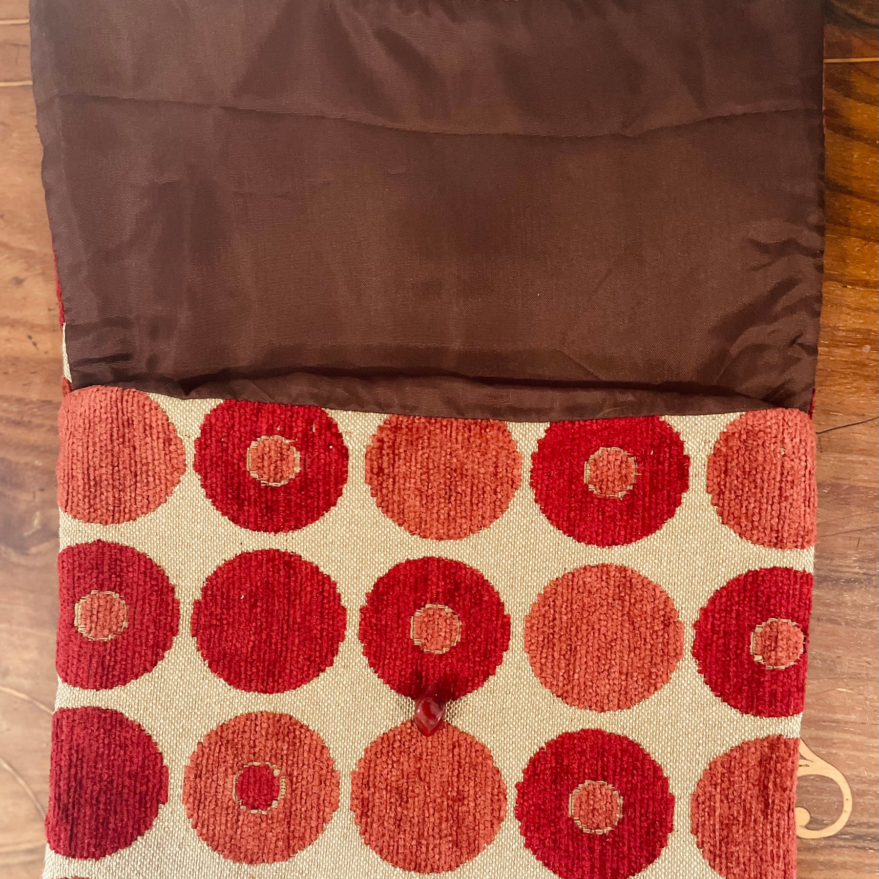 Red Spotty Velvet Tote Bag, Upcycled
