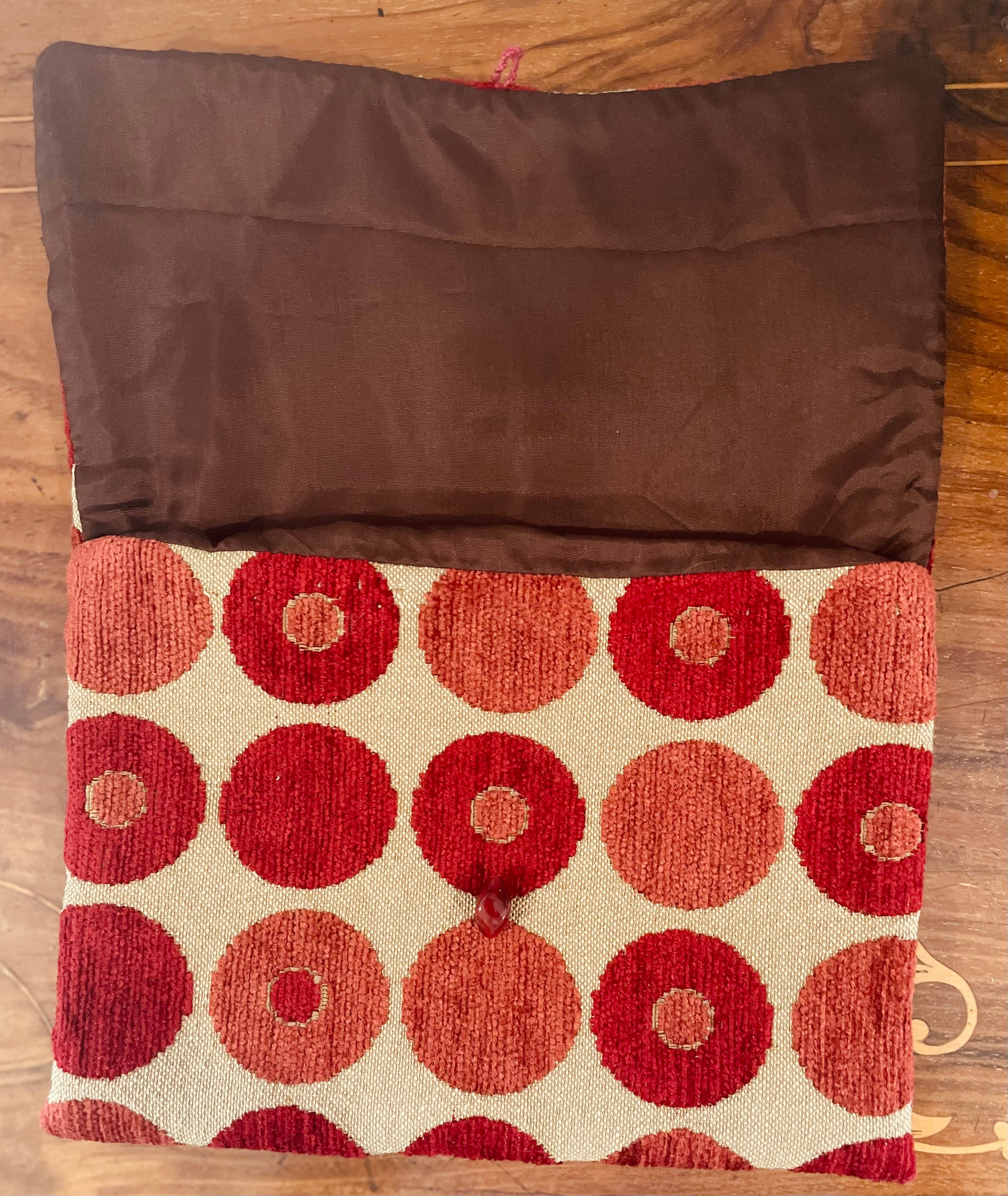Red Spotty Velvet Tote Bag, Upcycled