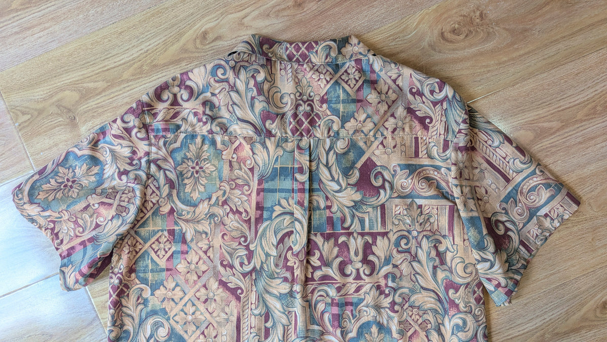 Upcycled Cotton Doona Cover Unisex Classic Cut Button-up Shirt (Brown / Size L)