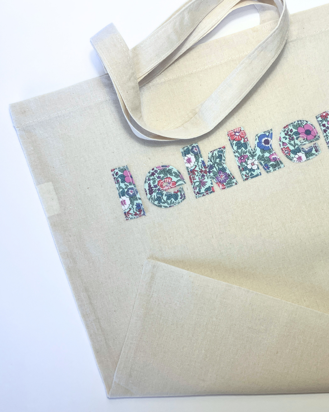 Tote Bag| Gift Bag | Raw Edge Floral Appliqué | Cheeky Afrikaans Word| Custom Word