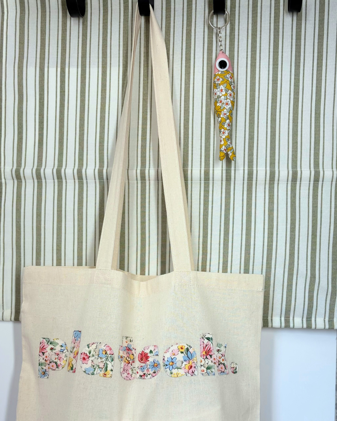 Tote Bag| Gift Bag | Raw Edge Floral Appliqué | Cheeky Afrikaans Word| Custom Word