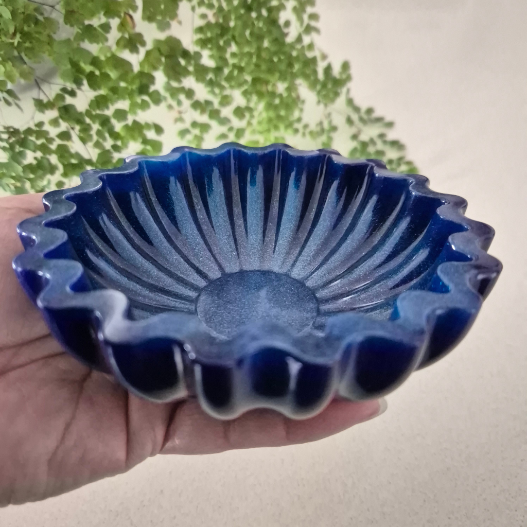 Cobalt Blue Shimmer Fluted Trinket Bowl