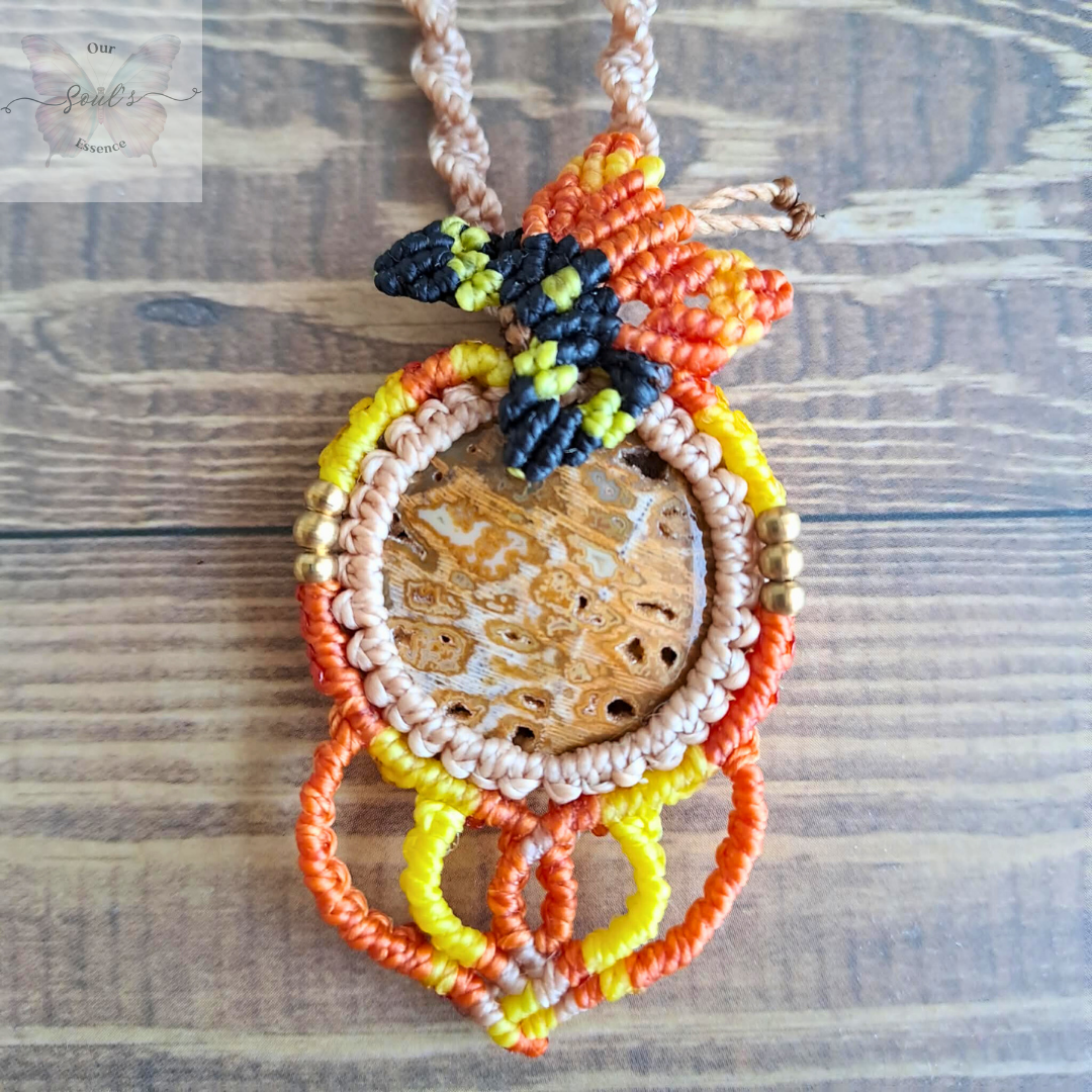 Palm Wood Micro Macramé Necklace