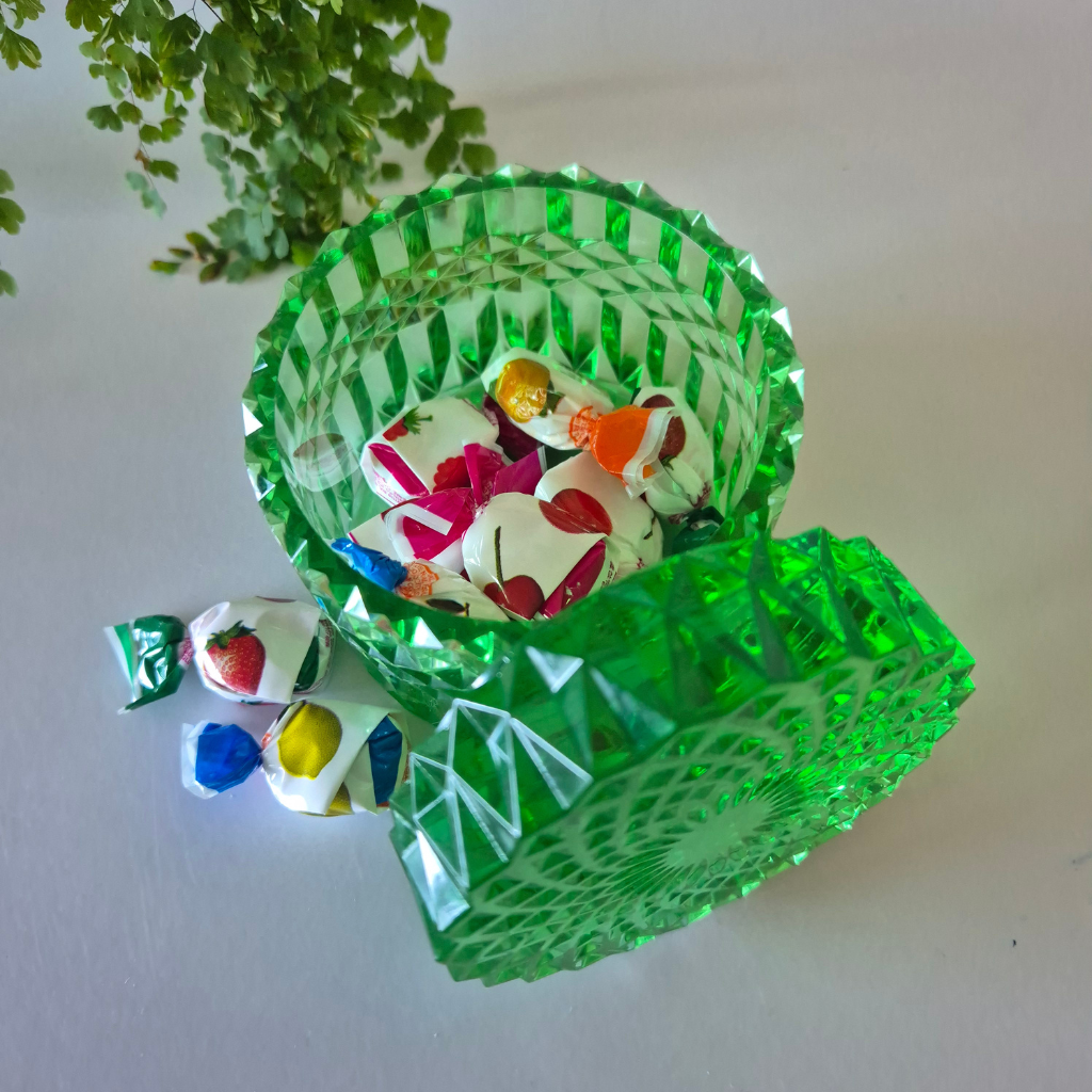 Geometric Green Resin Jar with Lid