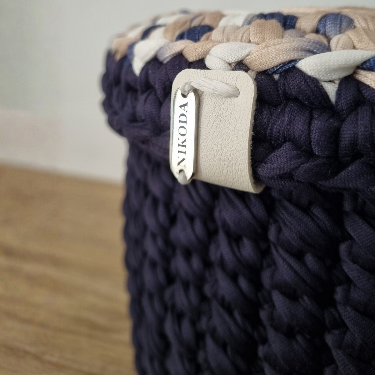 Crochet Basket Navy T-Shirt Yarn