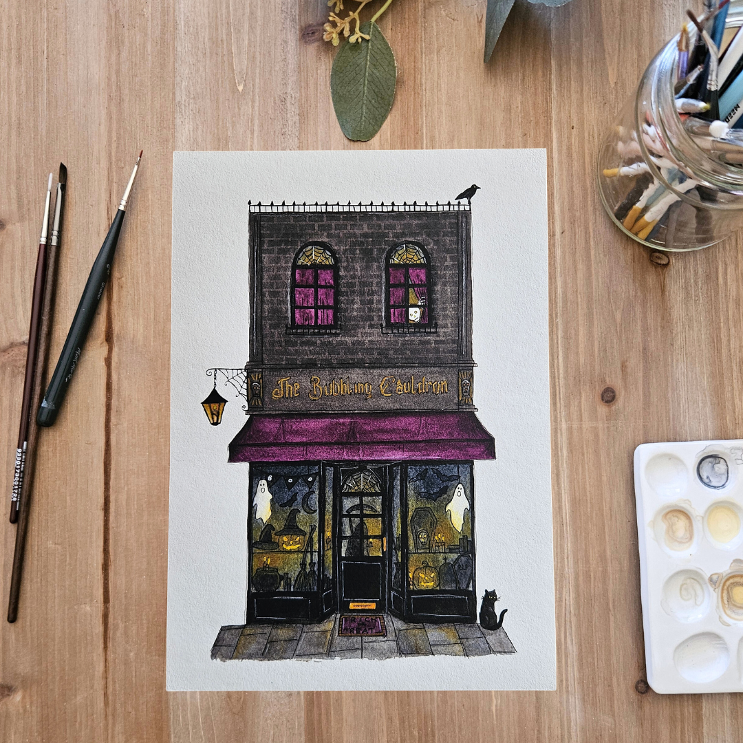Watercolour Art Print - 'The Bubbling Cauldron' Storefront