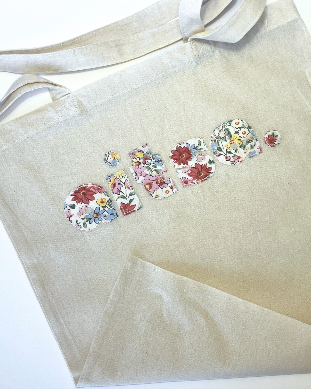 Tote Bag| Gift Bag | Raw Edge Floral Appliqué | Cheeky Afrikaans Word| Custom Word