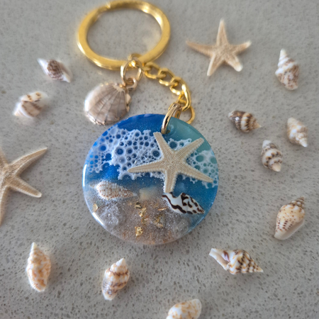 Handmade Beach-Themed Resin Keychain