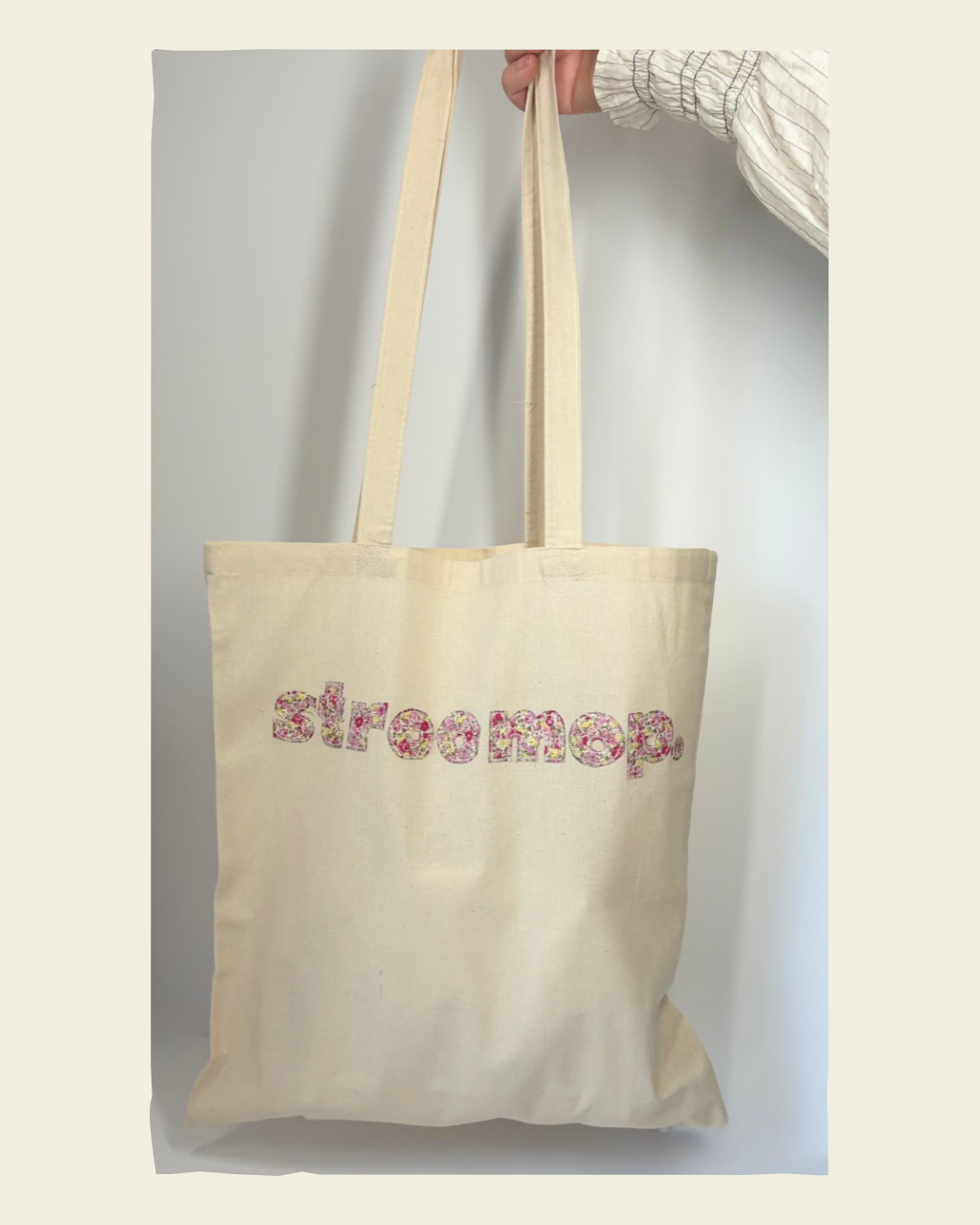 Tote Bag| Gift Bag | Raw Edge Floral Appliqué | Cheeky Afrikaans Word| Custom Word