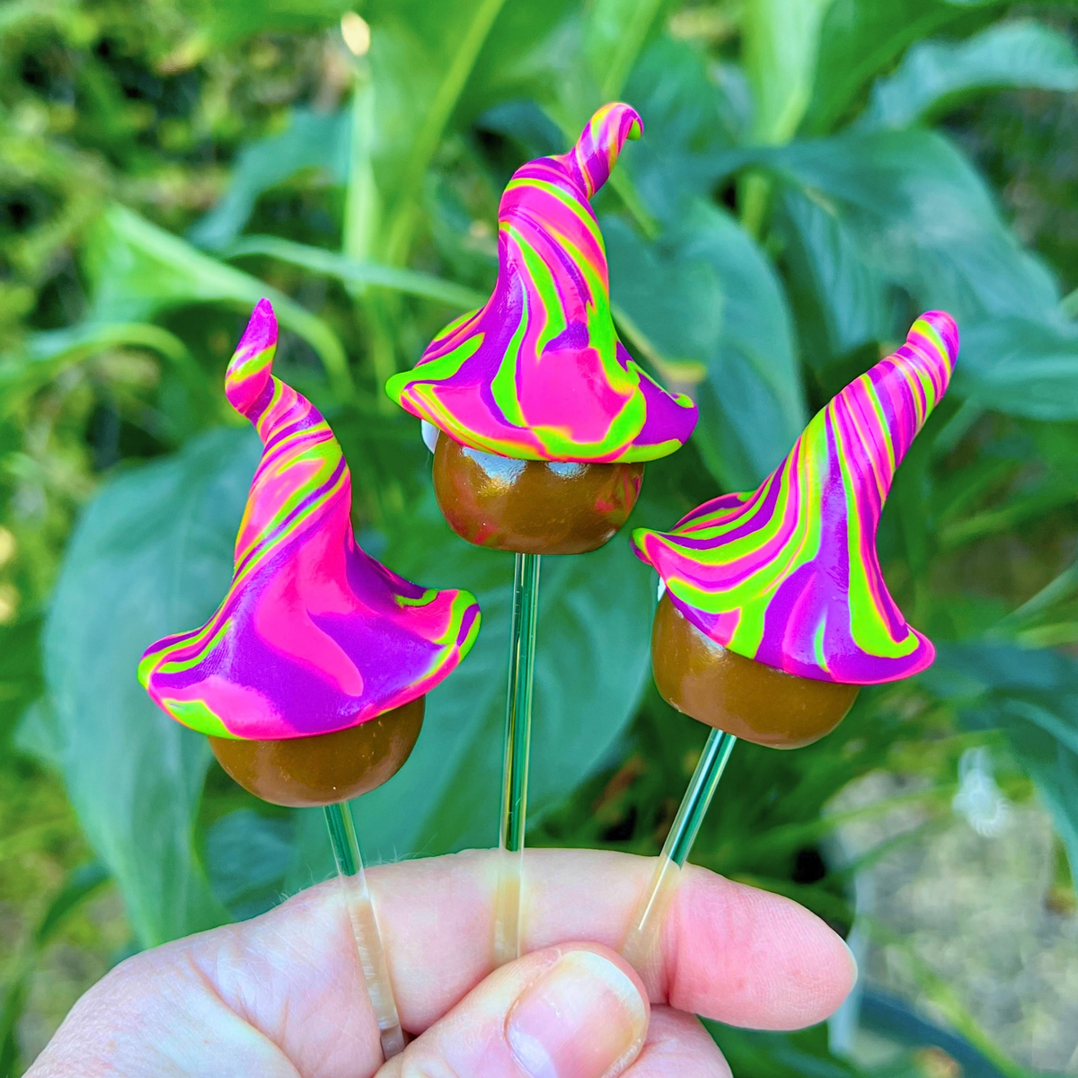 Whimsical polymer gnome trio - Fizz, Rolo & Tizzy
