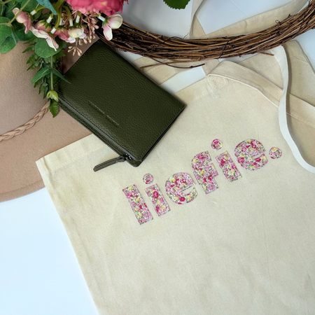 Tote Bag| Gift Bag | Raw Edge Floral Appliqué | Cheeky Afrikaans Word| Custom Word