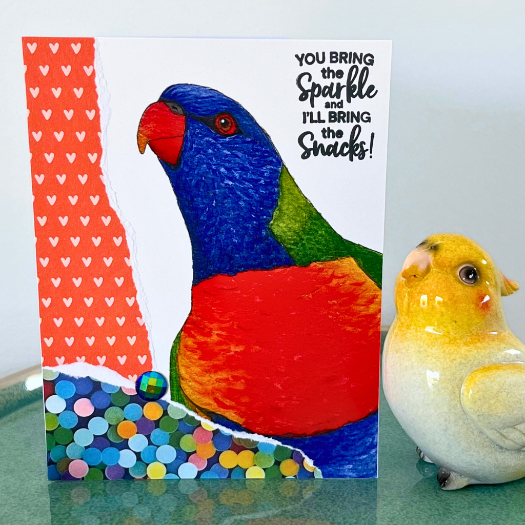Rainbow lorikeet "You bring the sparkle" card