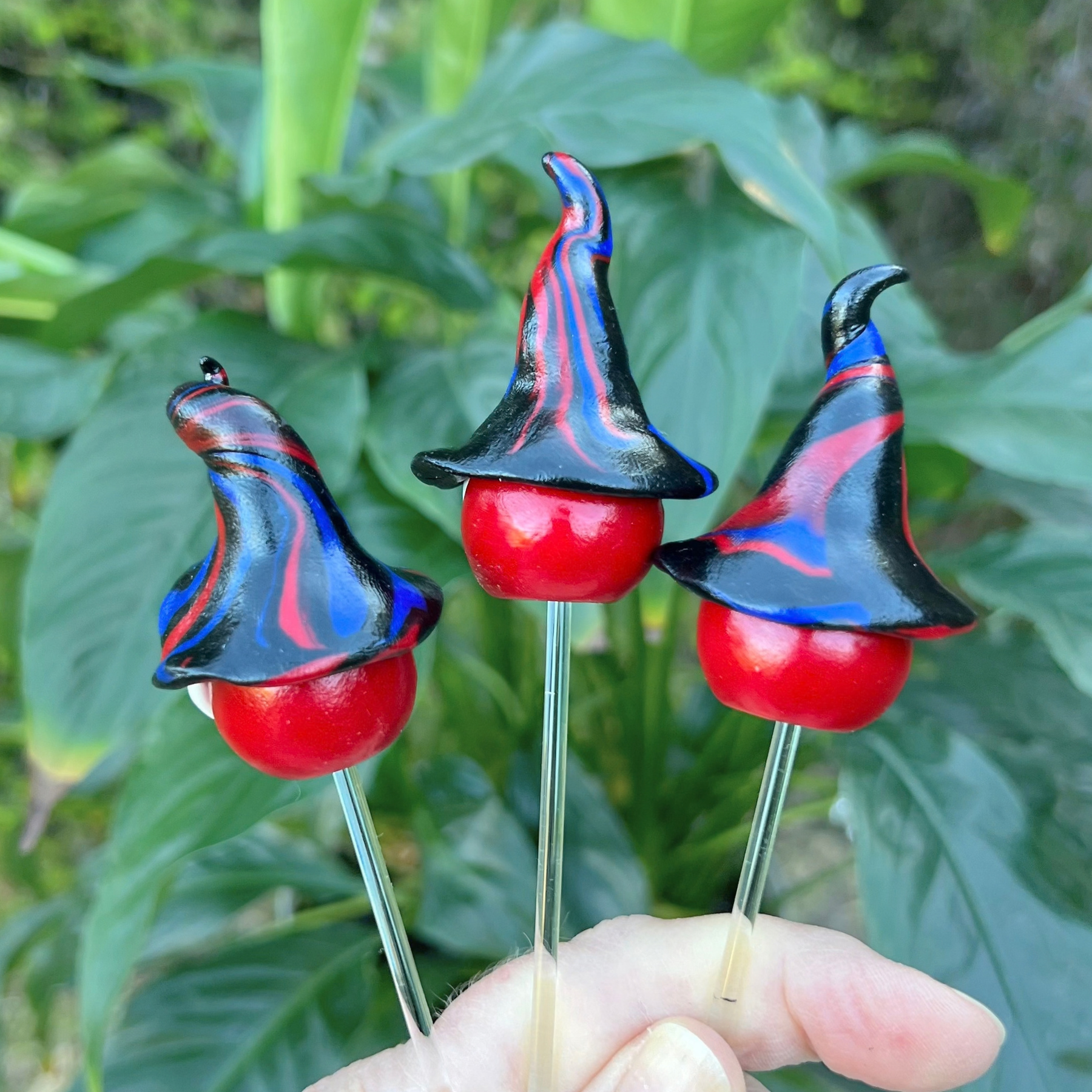 Whimsical polymer gnome trio - Riff, Jolt & Nix