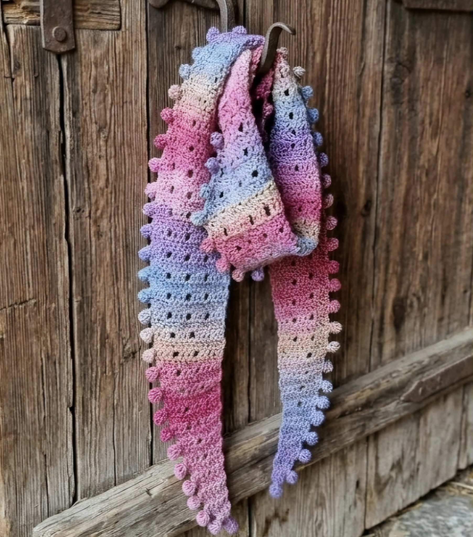 Ladies Scarf | Vintage | Handmade | Crochet | Spring Tones