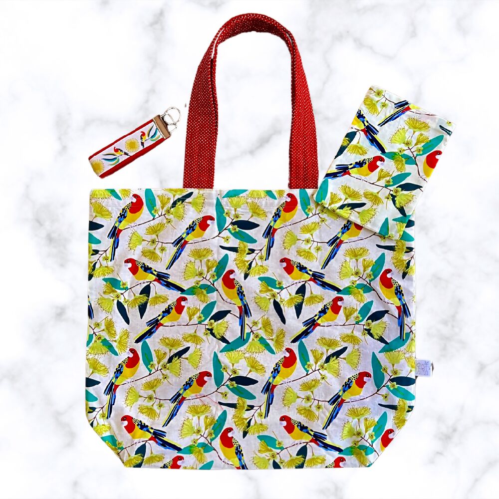 Grocery Tote ... Rosella ... Lined with storage pouch