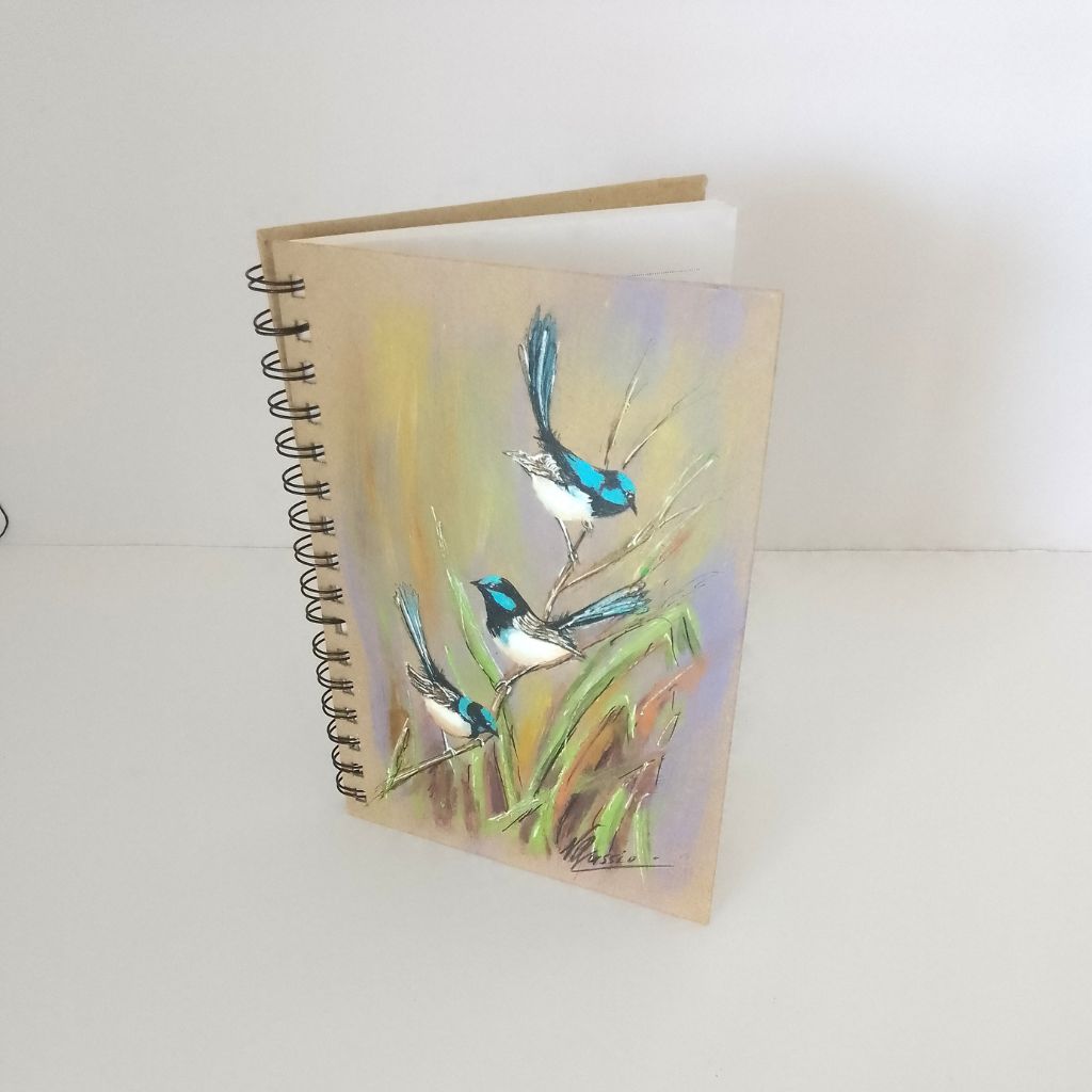 Blue Wren Handpainted notebook - Personal gift for teacher