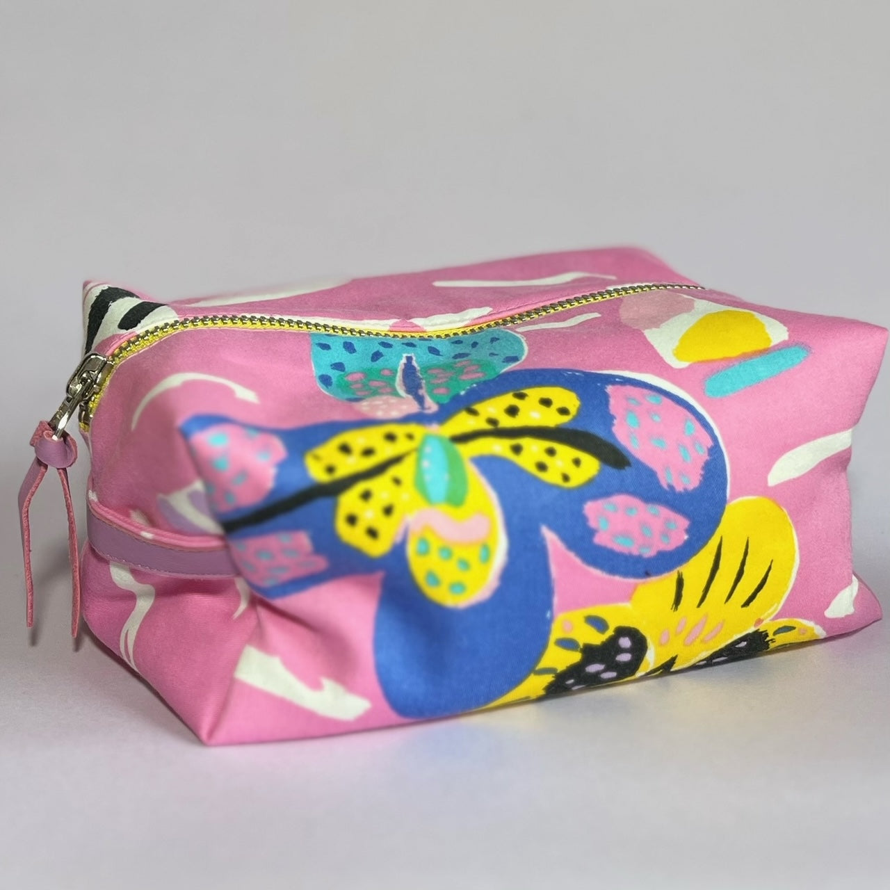 Pink, repurposed vintage fabric box POUCH