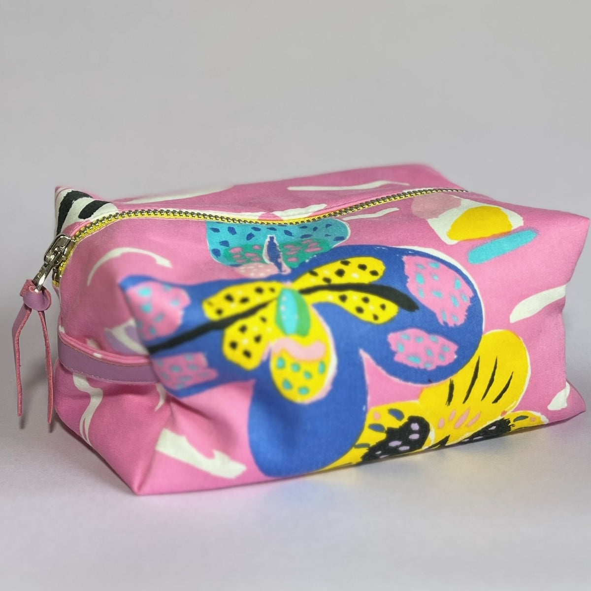 Pink, repurposed vintage fabric box POUCH