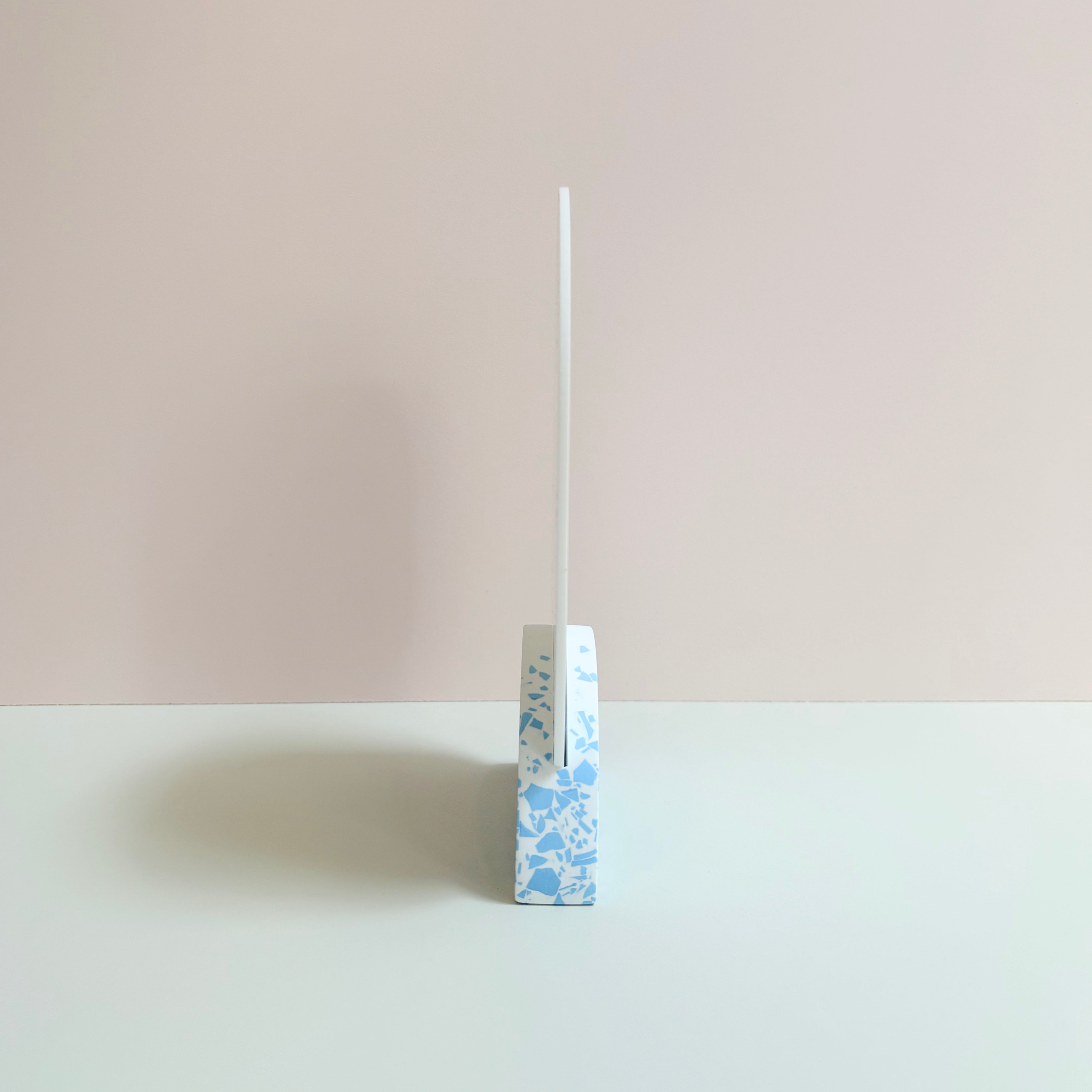 Wedding table numbers, blue and white eco resin terrazzo