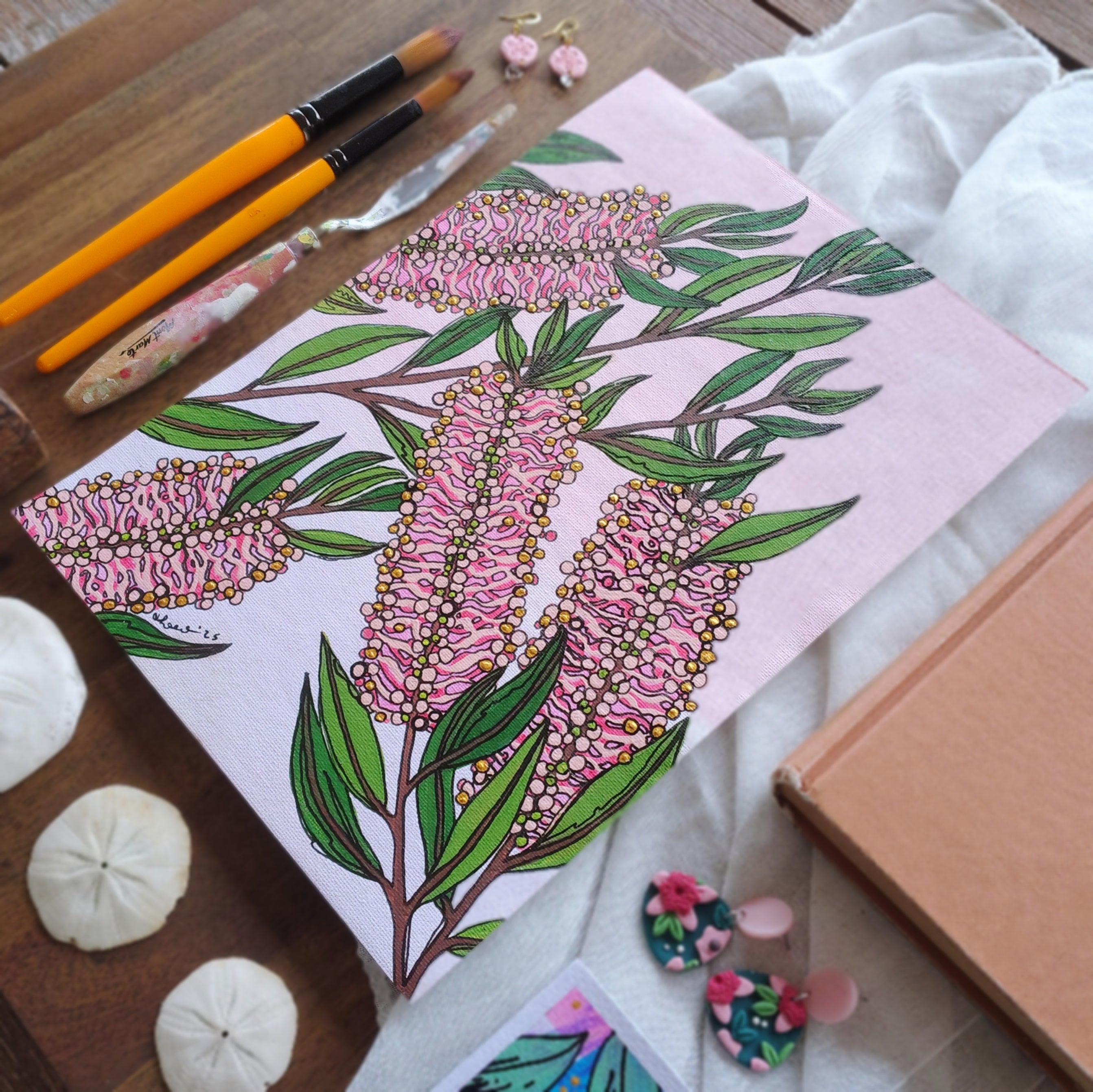 ORIGINAL ARTWORK - "Harmony in Pink" - Acrylic and Latex Abstact Art