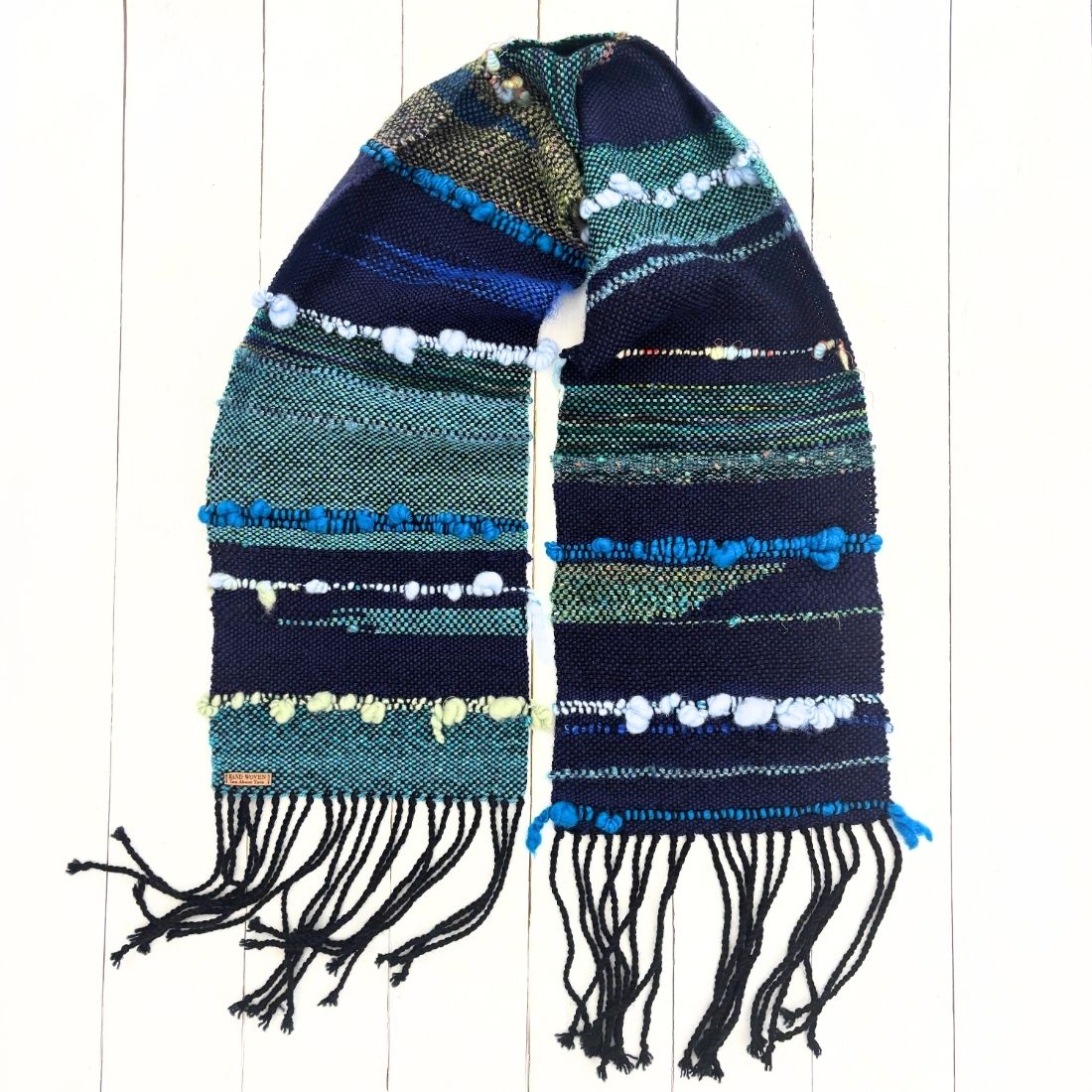 Handwoven Scarf - Blue - Wool