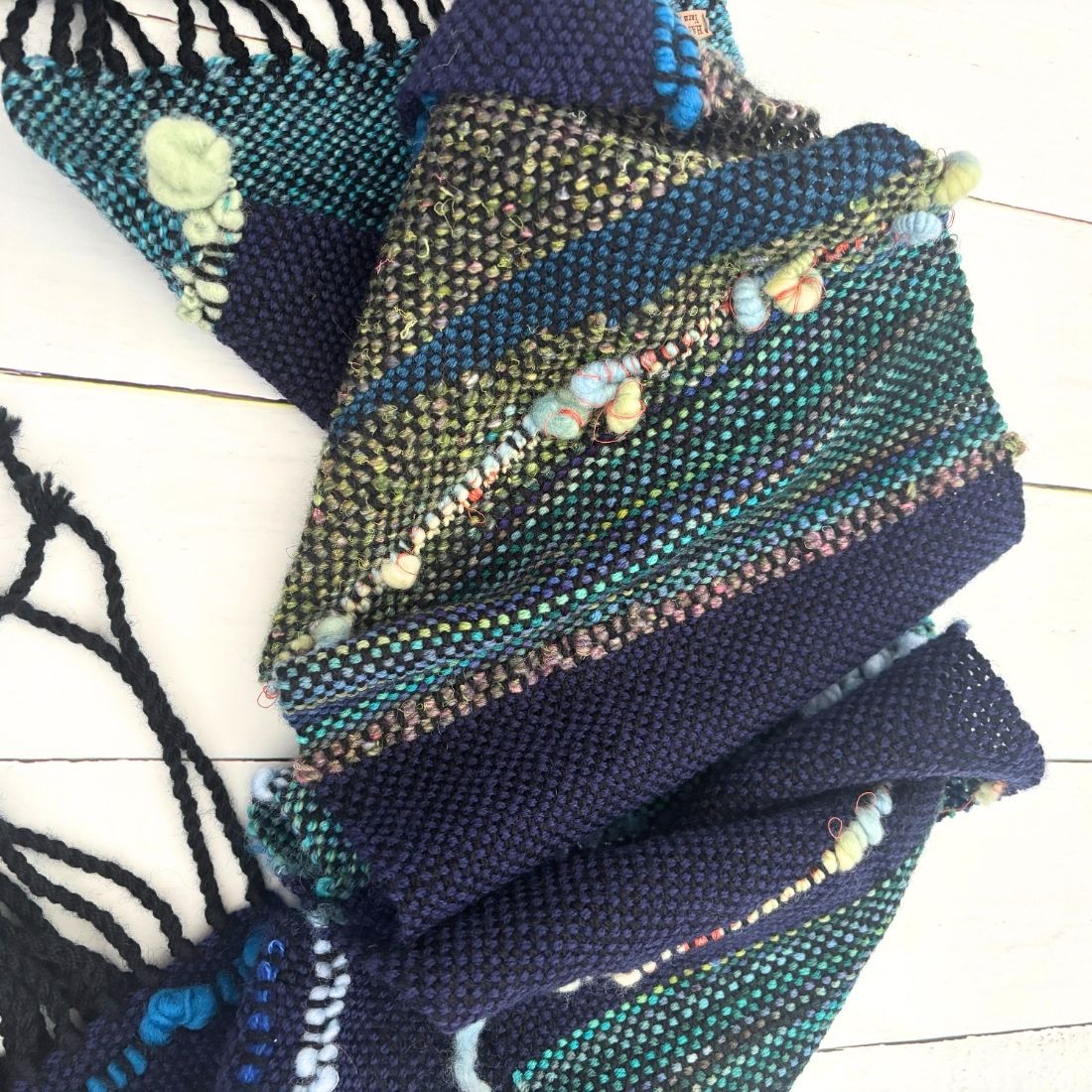 Handwoven Scarf - Blue - Wool