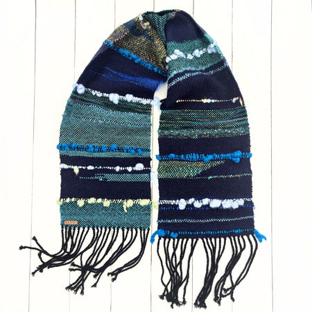 Handwoven Scarf - Blue - Wool