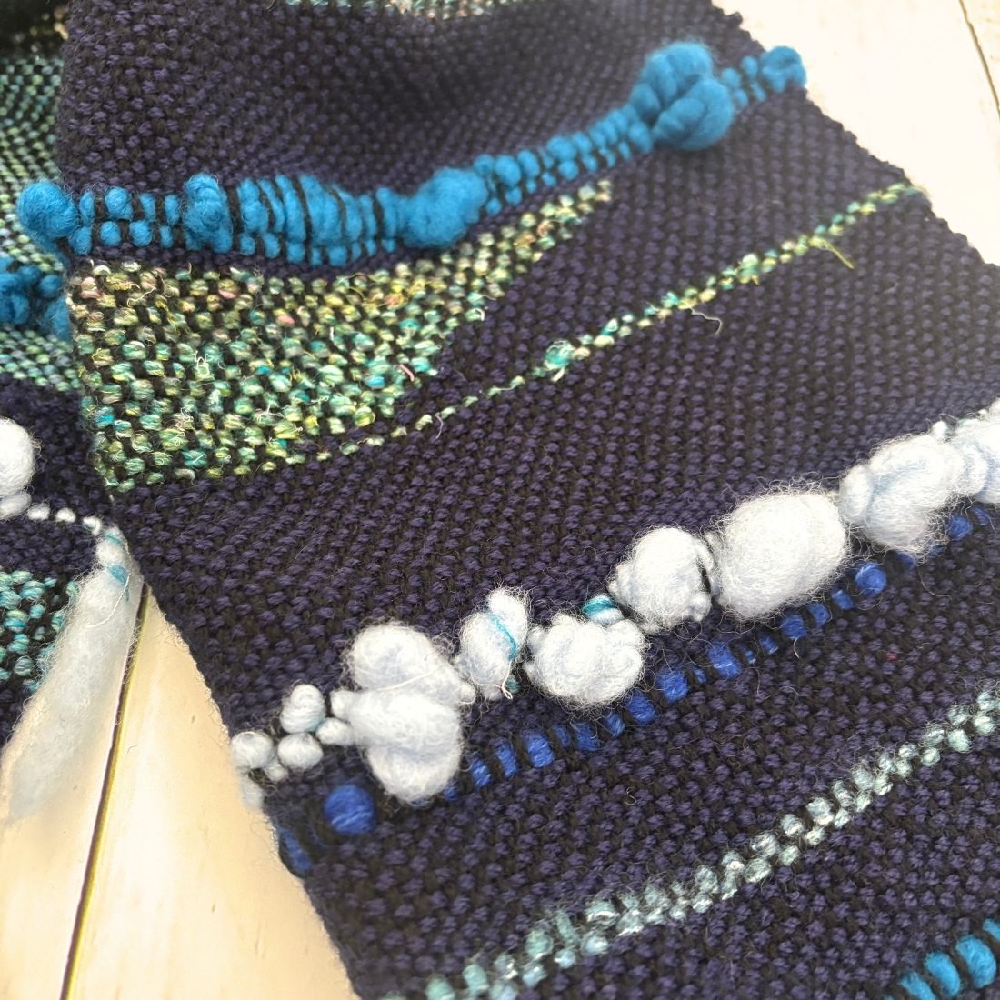 Handwoven Scarf - Blue - Wool