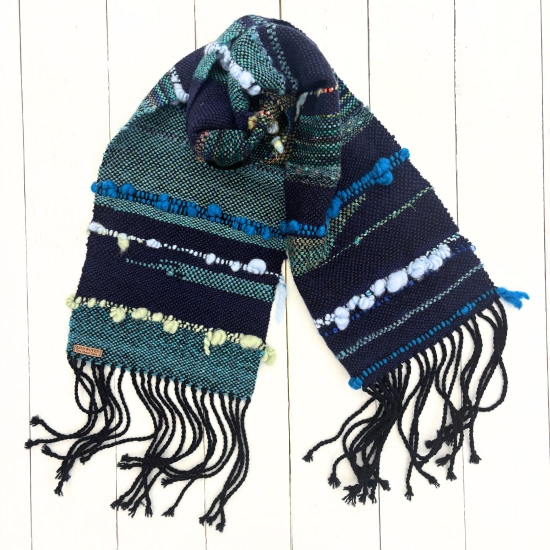 Handwoven Scarf - Blue - Wool