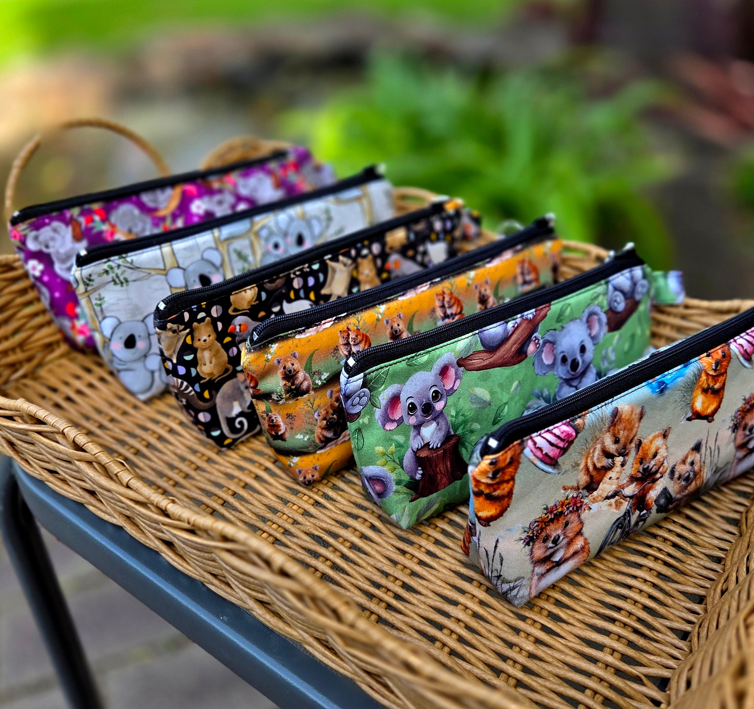 Pencil cases in Australian native animal fabrics