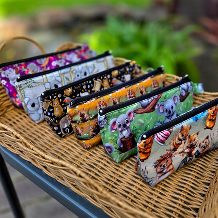 Pencil cases in Australian native animal fabrics