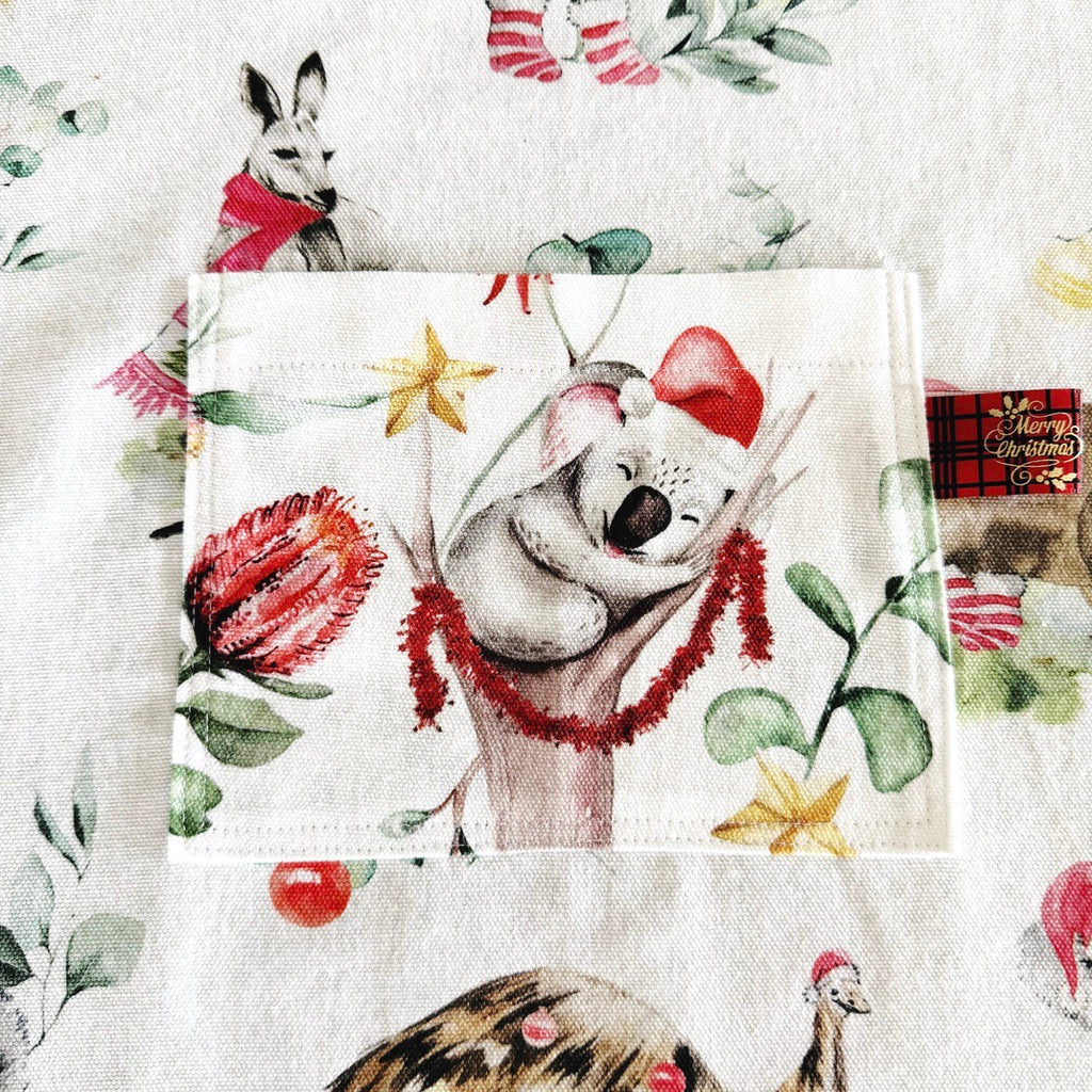 Aussie animals Christmas ladies tie back apron.