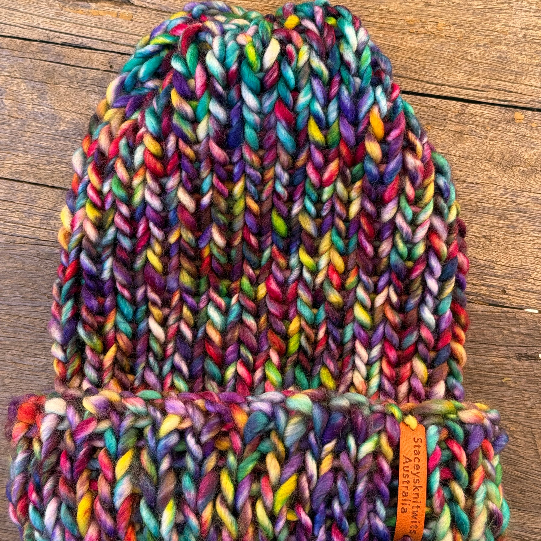 Hand knitted beanie, merino beanie, rainbow beanie