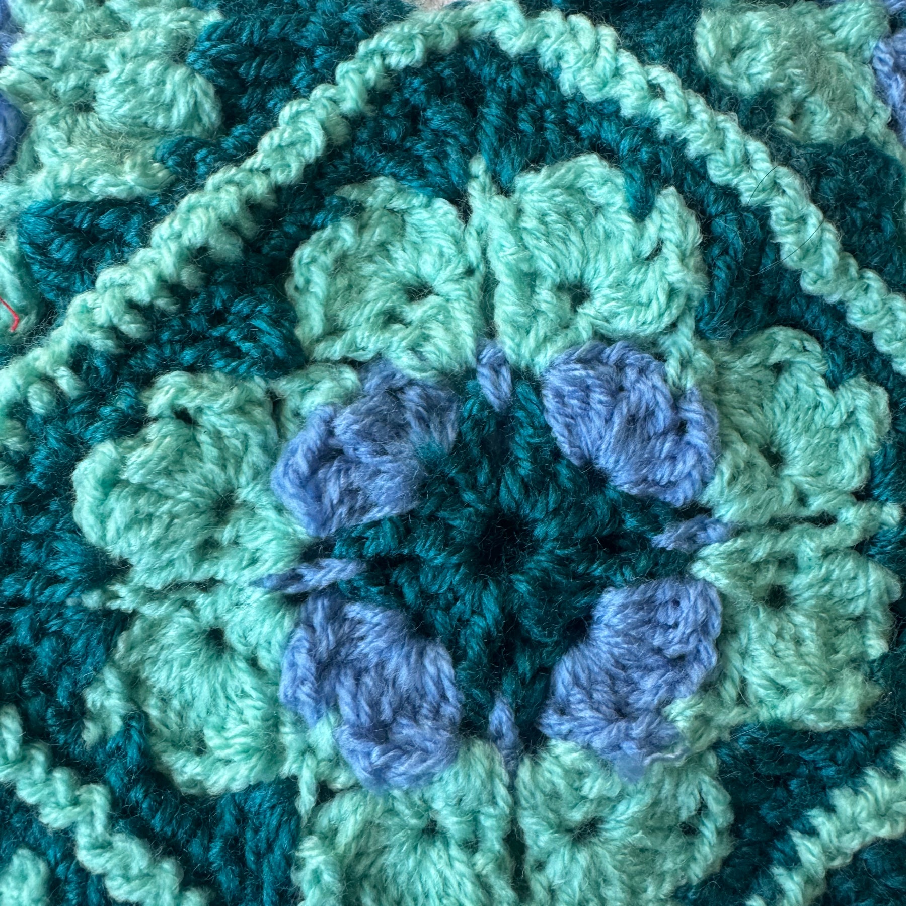 Green Granny Square Shoulder Bag with Acrylic Chain Strap