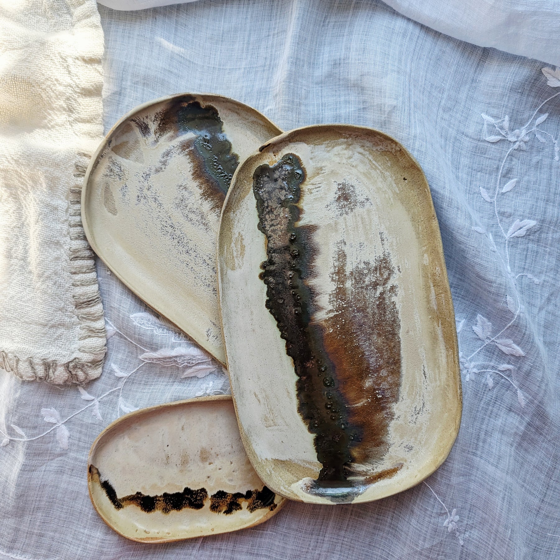 Handmade Ceramic Tray Set (3)| inspired by textures found in nature