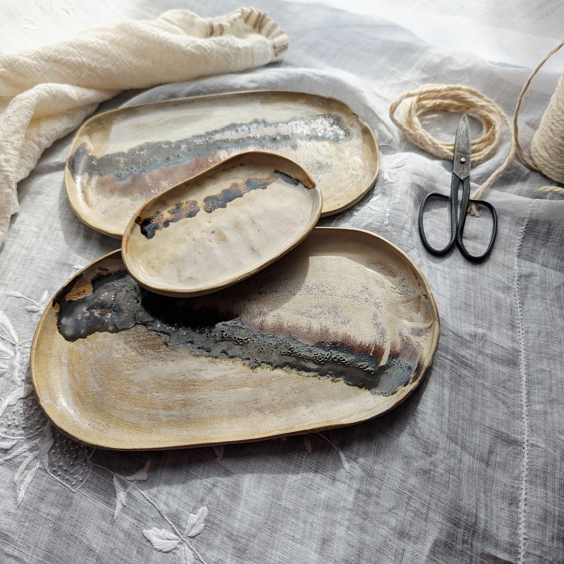 Handmade Ceramic Tray Set (3)| inspired by textures found in nature