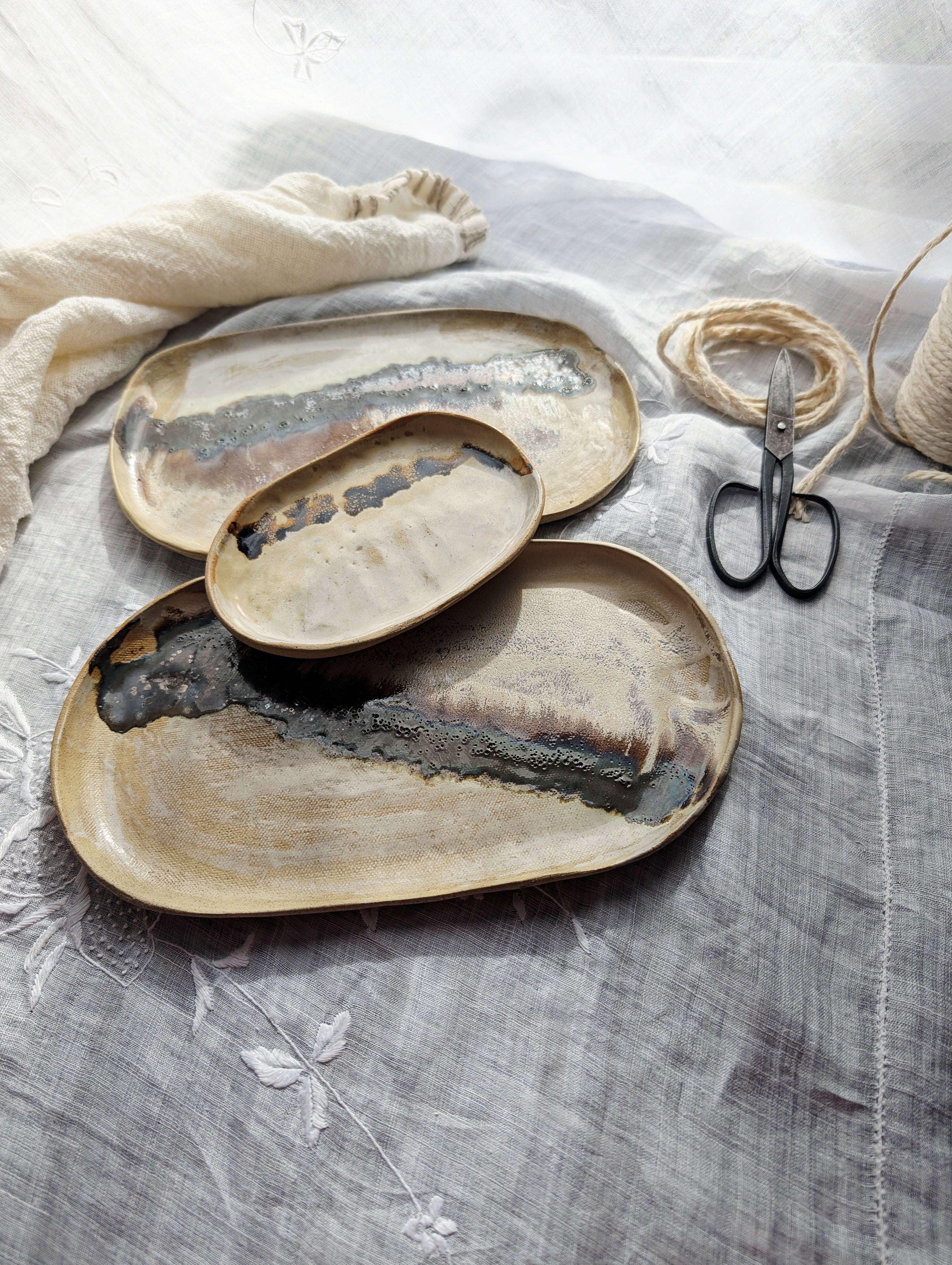 Handmade Ceramic Tray Set (3)| inspired by textures found in nature