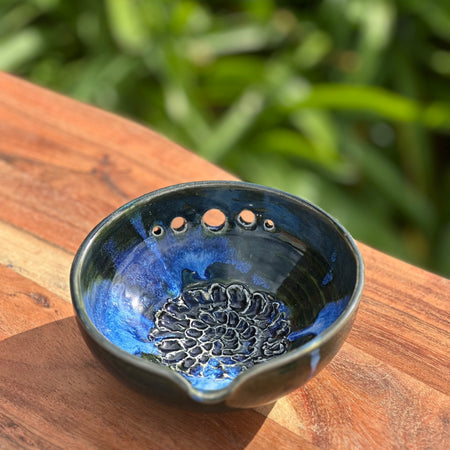 Ocean Eyes Garlic Grater + Herb Stripper Ceramic Bowl