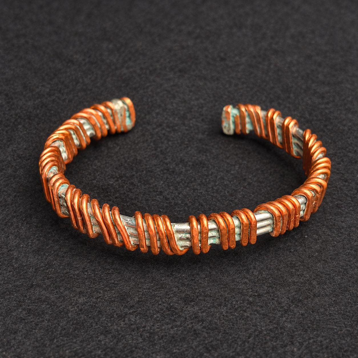 Handmade Copper Wrapped Stainless Steel Cuff B004