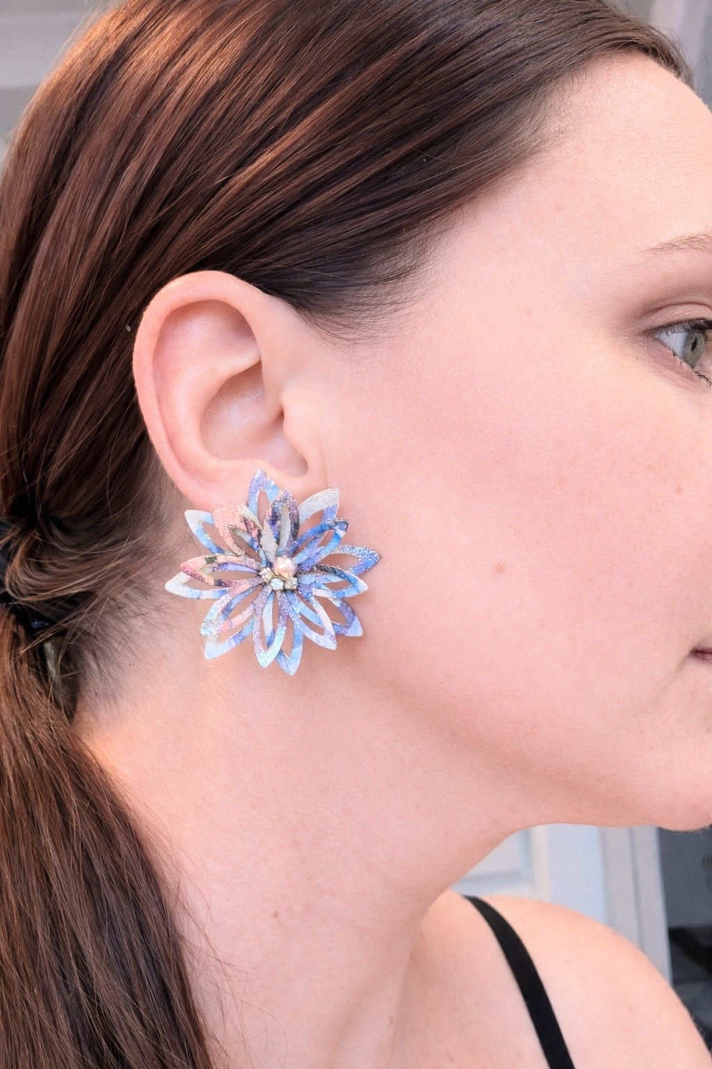 Handmade Watercolour Floral Earrings – Lobe or Helix Piercing