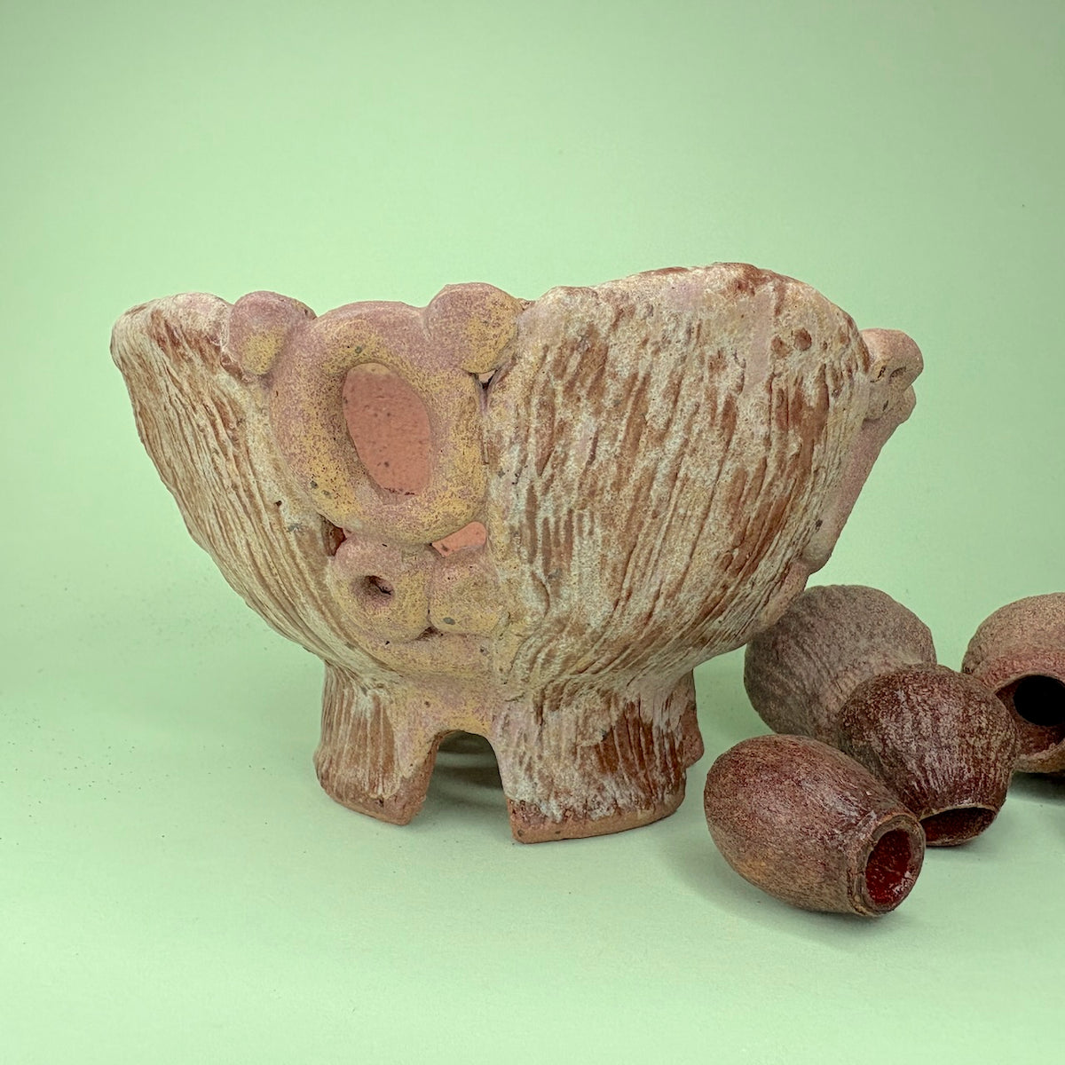 Ceramic orchid pot – bark and circle design