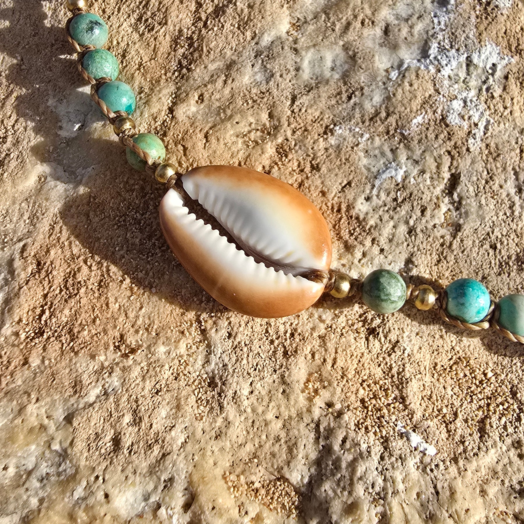 Cowrie Necklace with Peruvian Turquoise