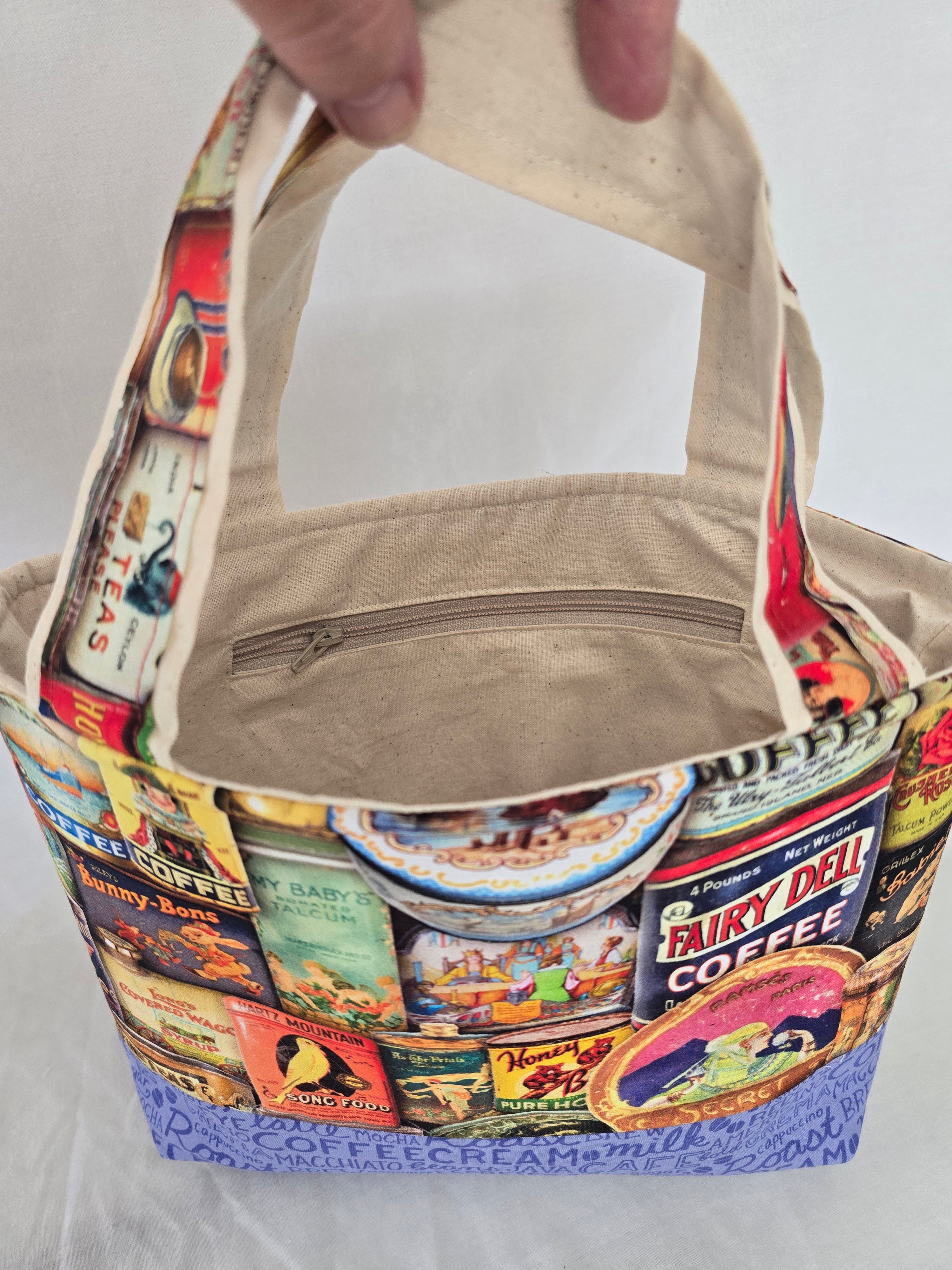 Handmade | Vintage Coffee Tin Print | Handbag