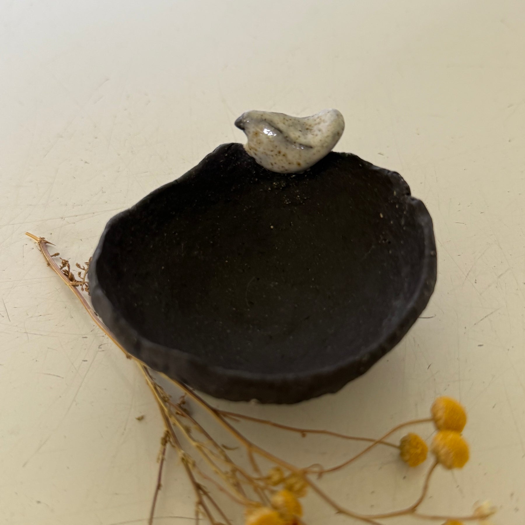 Handcrafted ceramic bird bowl