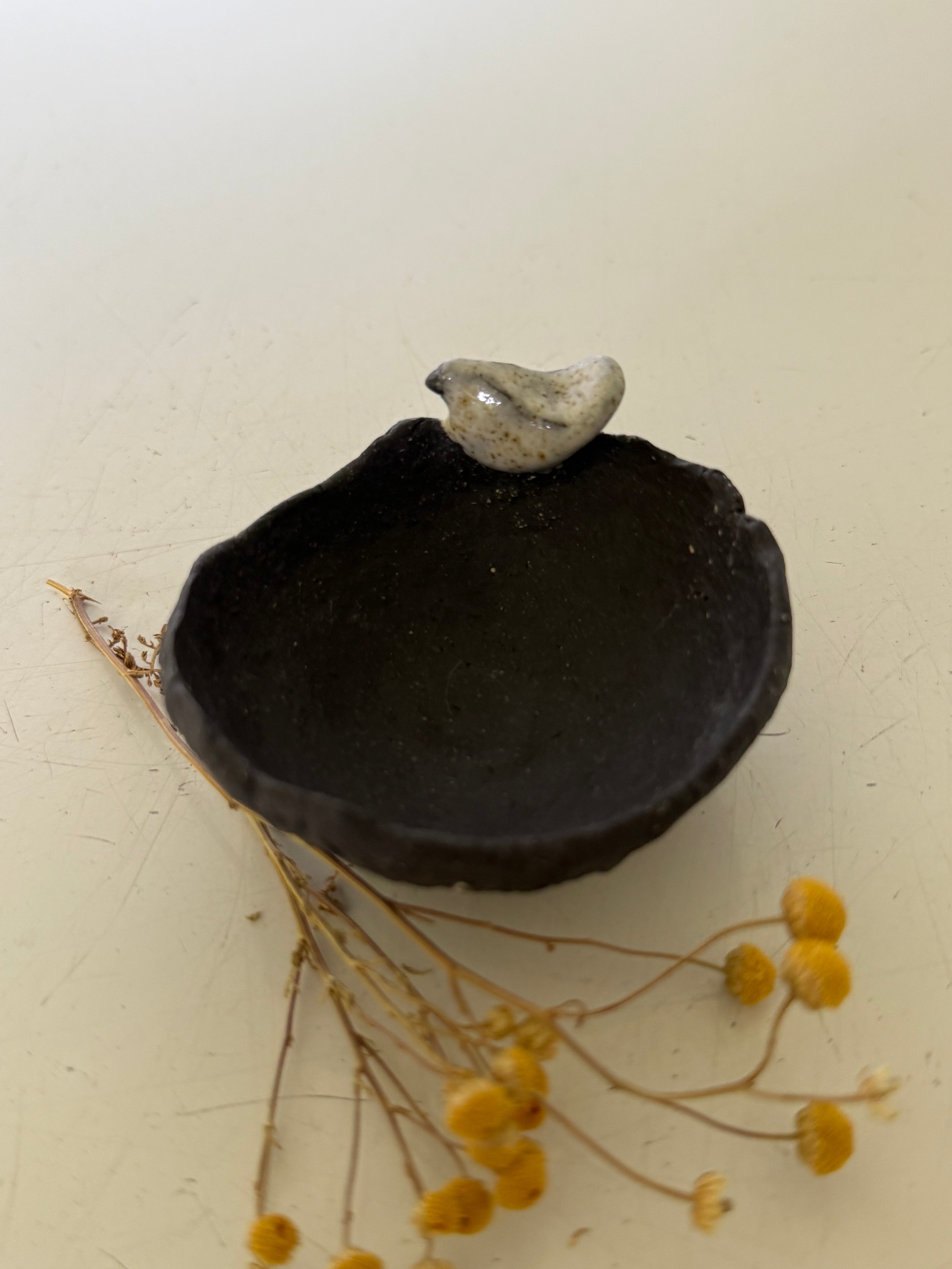 Handcrafted ceramic bird bowl