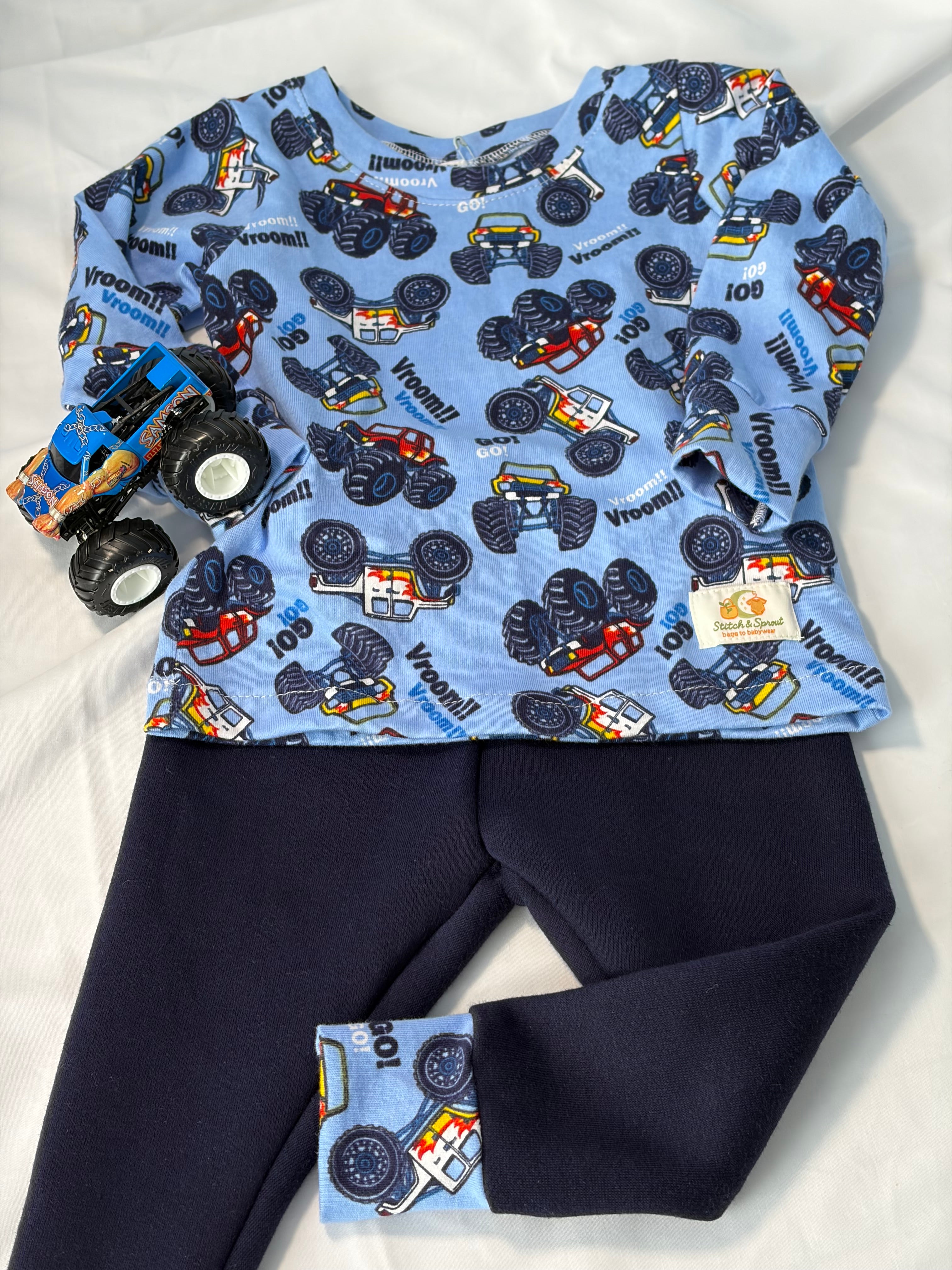 MONSTER TRUCK LONG SLEEVE TOP & PANTS 6-9 Months