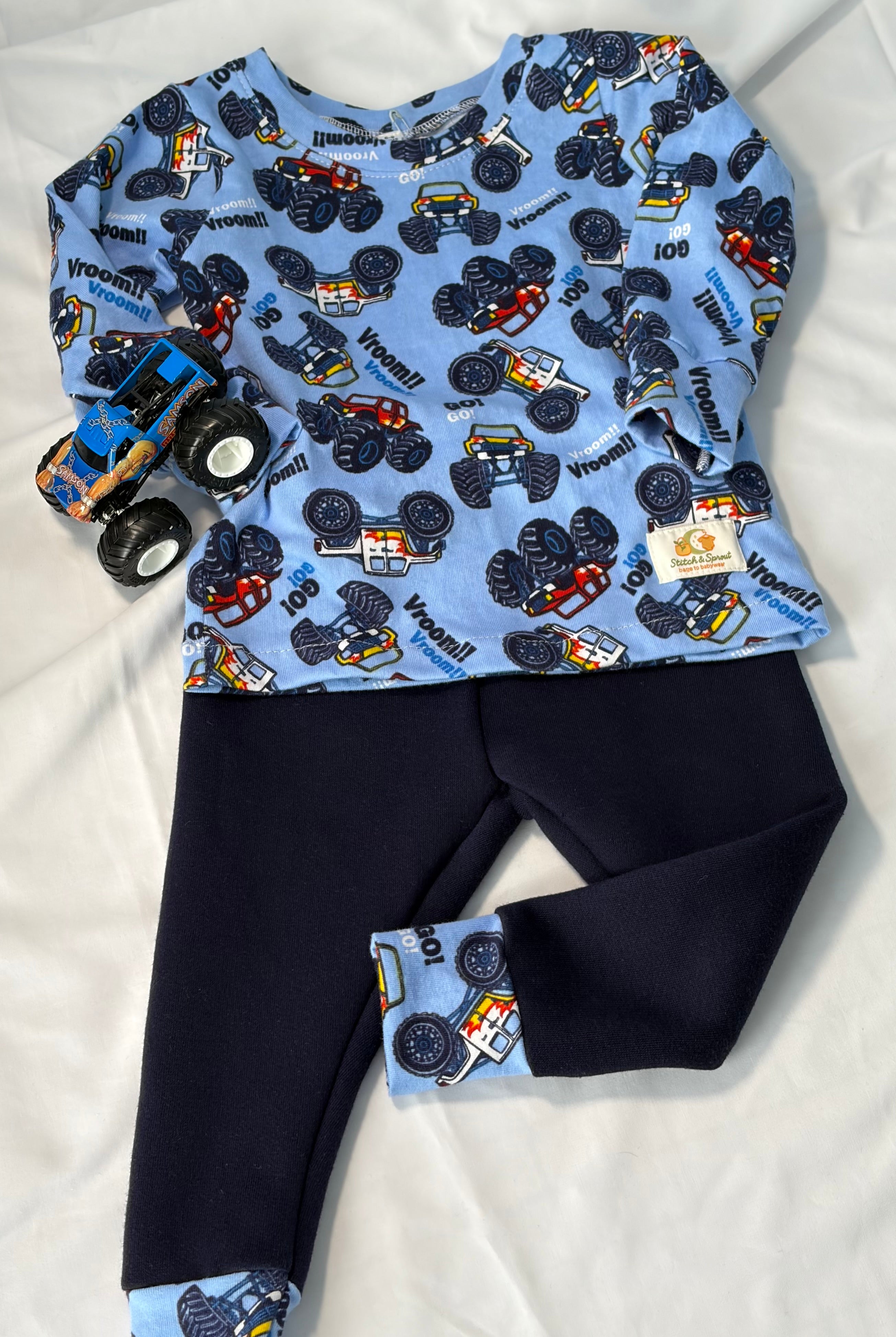 MONSTER TRUCK LONG SLEEVE TOP & PANTS 6-9 Months