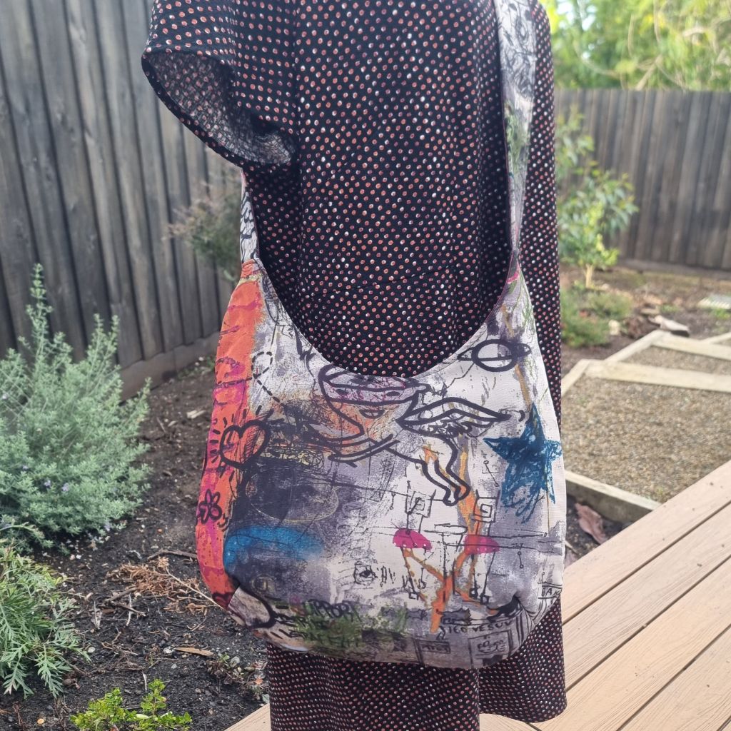 Sadie Jane Upcycled Graffiti Hobo Bag