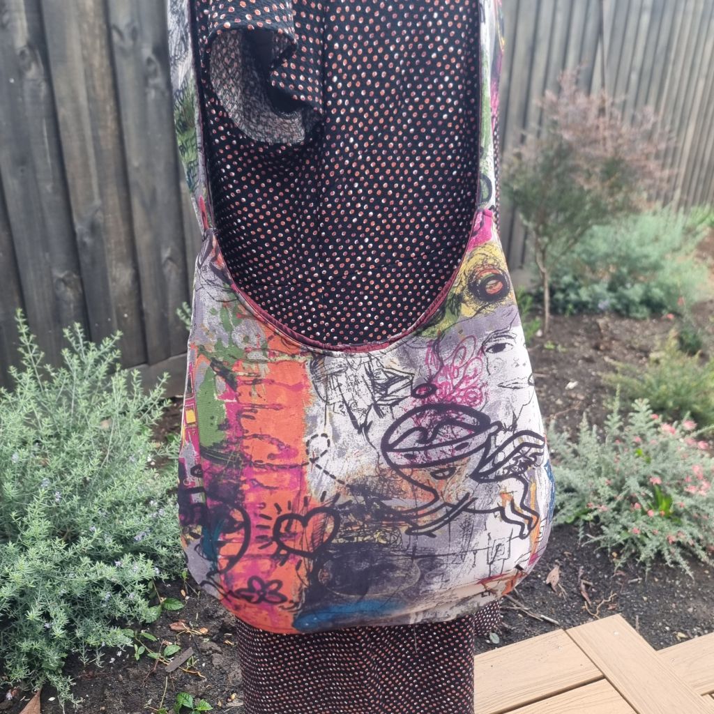 Sadie Jane Upcycled Graffiti Hobo Bag